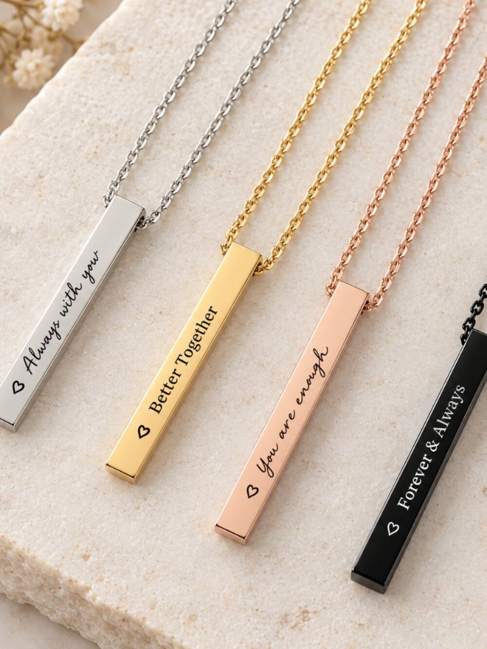 Custom Engraved Bar Pendant Necklace